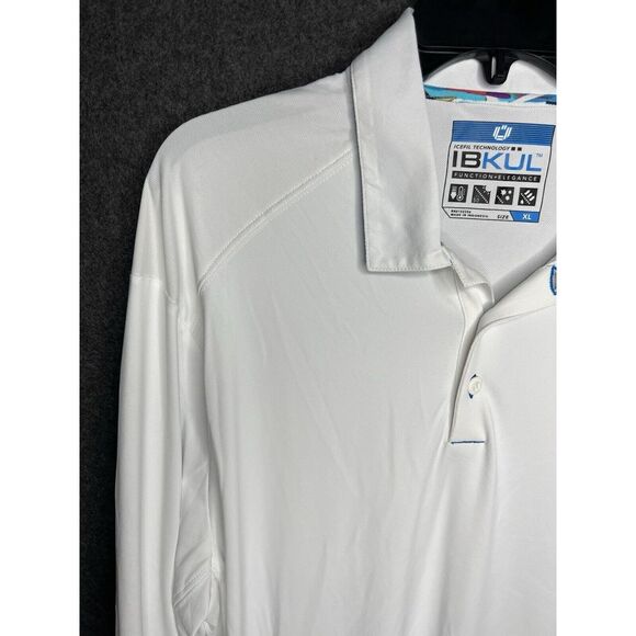 Ibkul Men's Long Sleeve White Shirt Size XL UPF 50 Polo - Picture 4 of 15